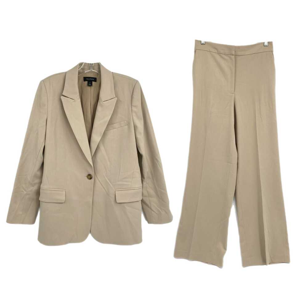 Halogen Beige Jacket Short Blazer Long Sleeve Button | Womens 8